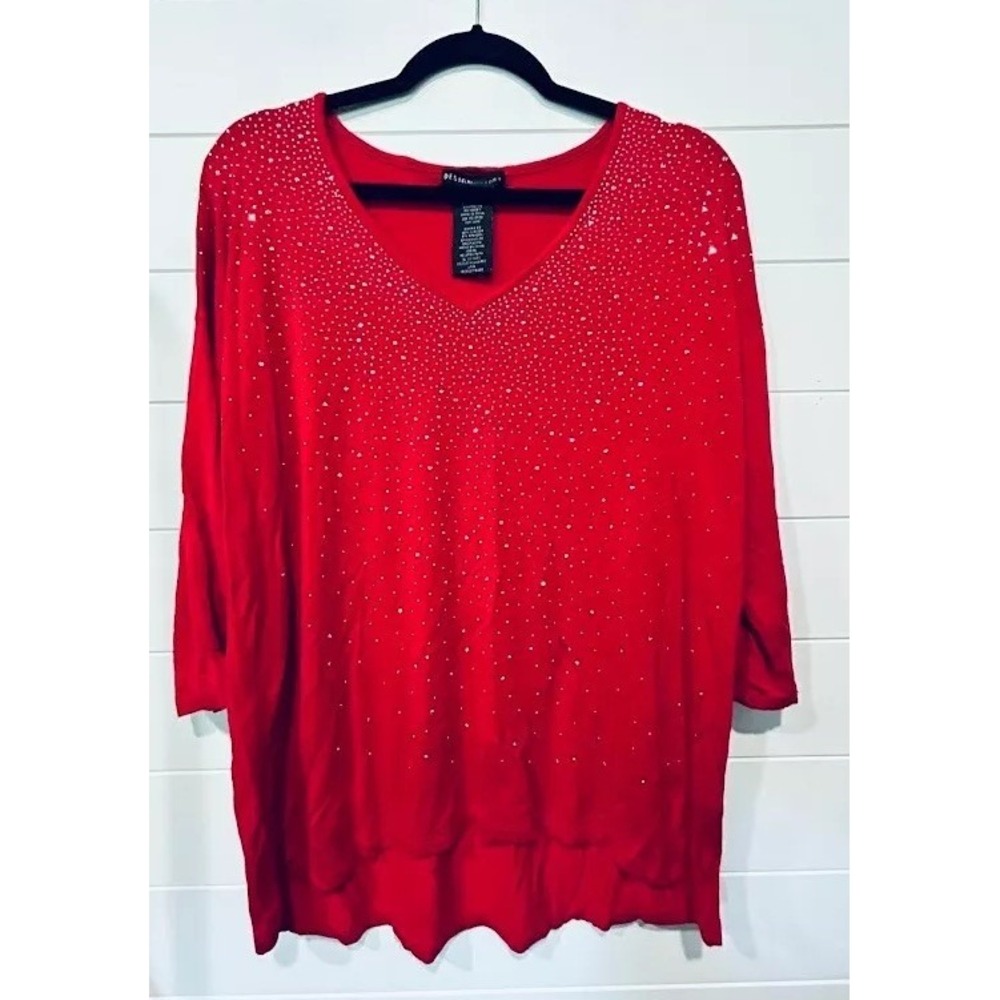 Design History Red Studded Blouse‎ Missy XL